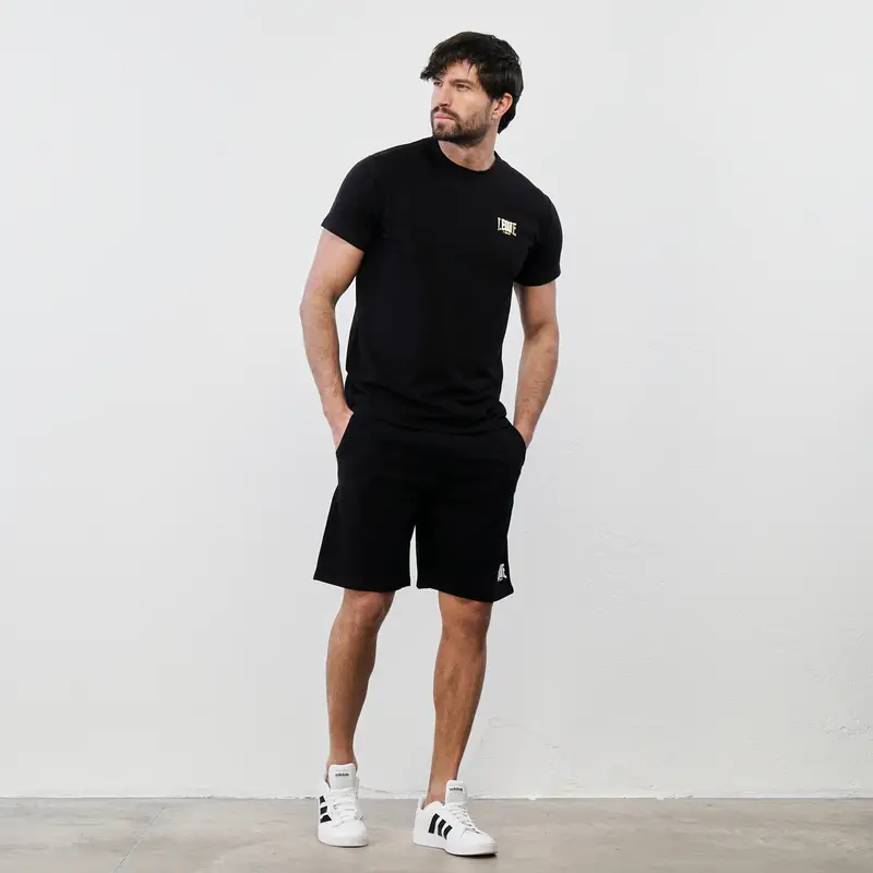 LEONE Shorts sportivi neri con tasche e logo