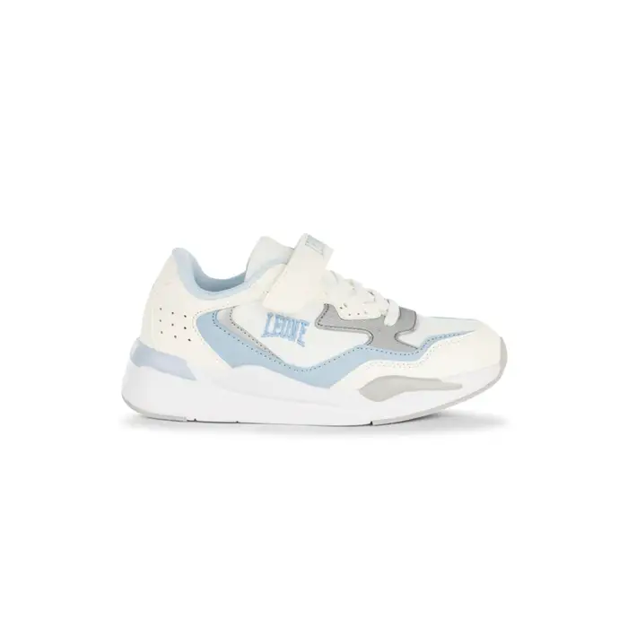 LEONE Sneakers da ginnastica bianche e azzurre da bambina con strappo e lacci