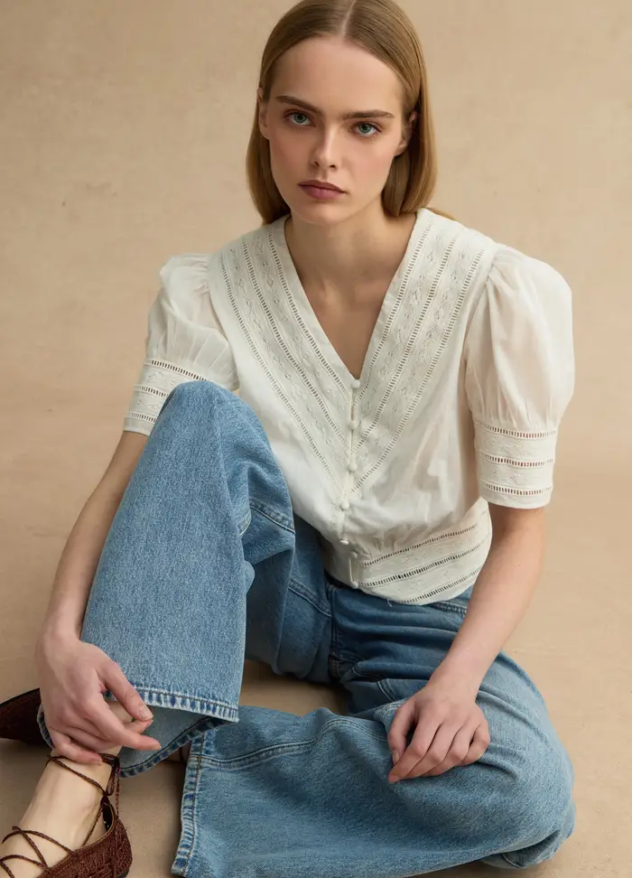 LES COPAINS Camicia Bianca In Puro Cotone, Donna, Bianco