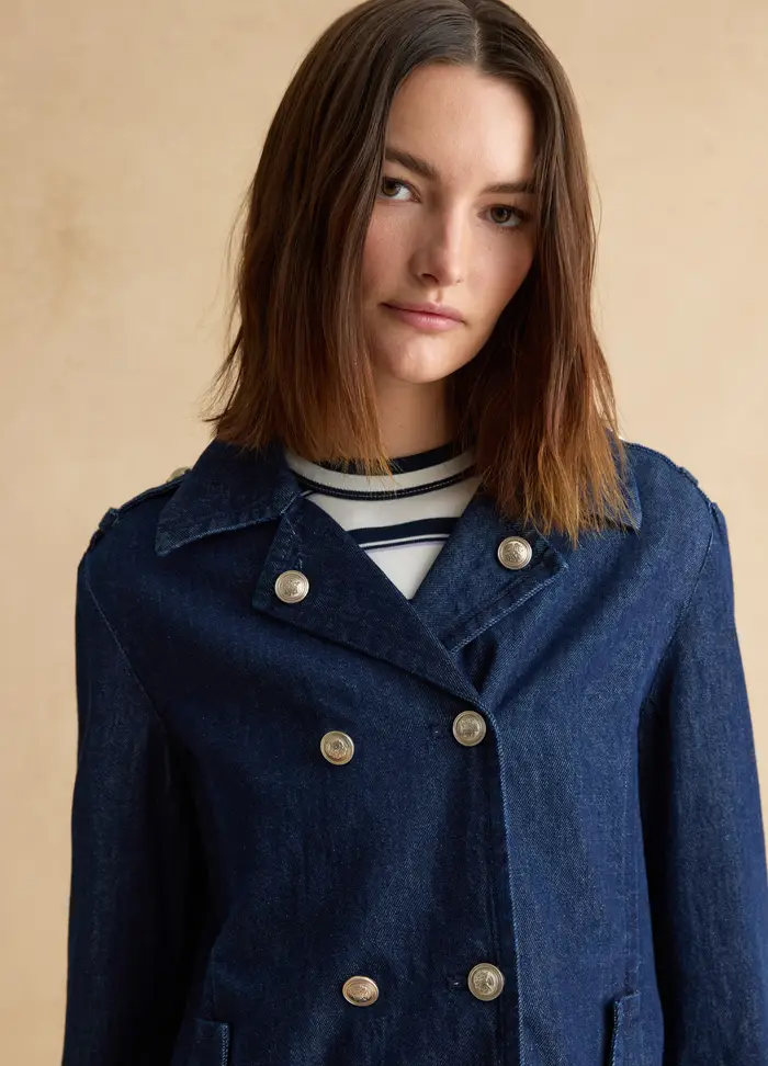 LES COPAINS Giacca In Puro Cotone Denim Blu Regular Fit Con Bottoni Dorati, Donna, Blu