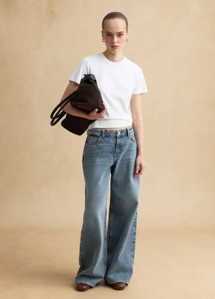 LES COPAINS Jeans Blu In Puro Cotone Wide Leg, Donna, Denim