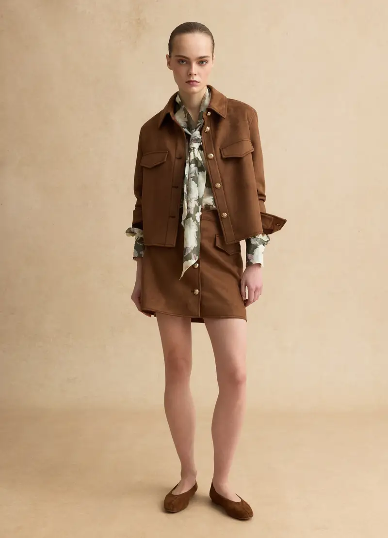 LES COPAINS Minigonna Marrone Regular Fit Con Bottoni Dorati Donna