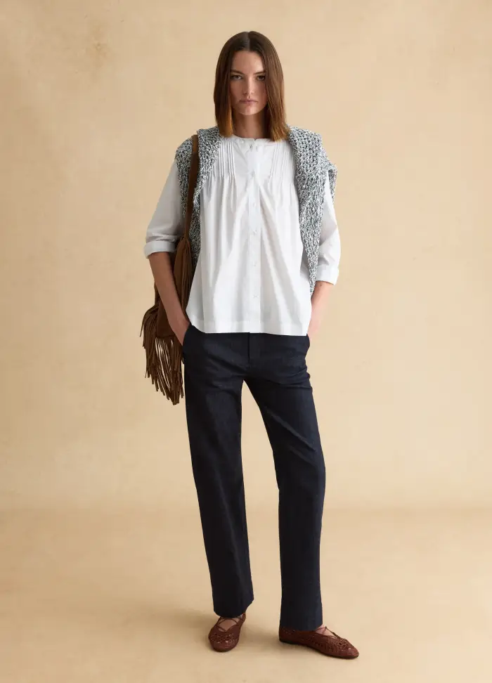 LES COPAINS Pantaloni Chino In Misto Cotone Blu Slim Fit, Donna, Blu