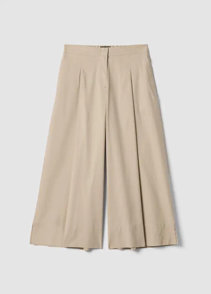 LES COPAINS Pantaloni Culotte Beige In Cotone Elasticizzato, Donna, Beige