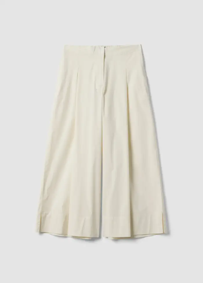 LES COPAINS Pantaloni Culotte Bianchi In Cotone Elasticizzato, Donna, Bianco