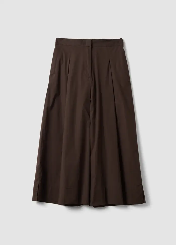 LES COPAINS Pantaloni Culotte Marroni In Cotone Elasticizzato, Donna, Marrone