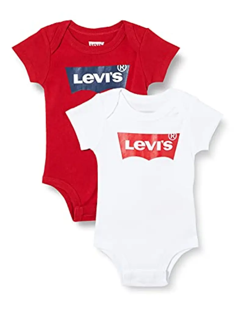 Levi's BATWING 2PK BODYSUIT, Bodysuit Unisex - Bimbi 0-24, Bianco gesso, 0-6 mesi