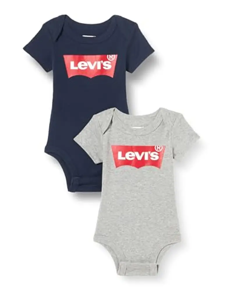 Levi's BATWING 2PK BODYSUIT, Bodysuit Unisex - Bimbi 0-24, Grigio, 0-6 mesi