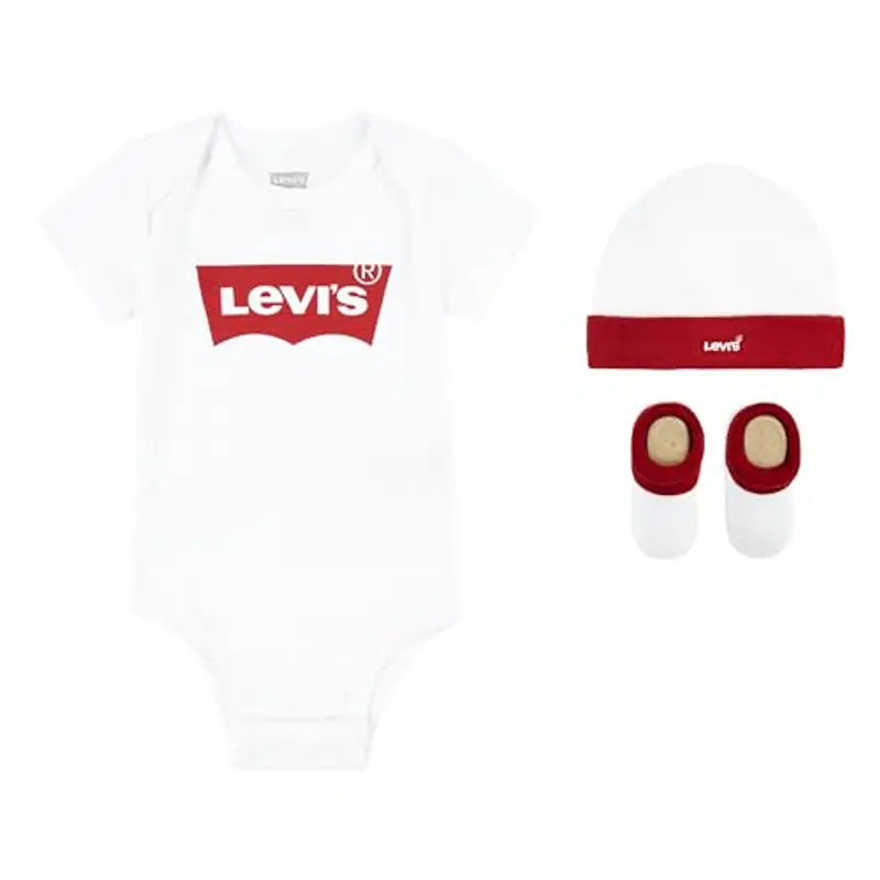 Levi's Set Neonato Tutina Cappello Stivaletti Bianchi