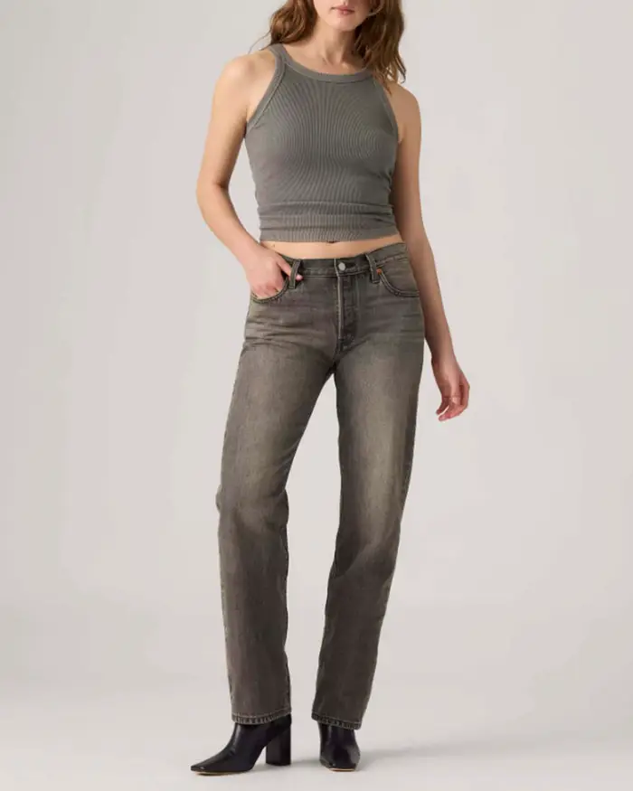 Levi s Jeans 501 90s grigi a vita media in denim di cotone