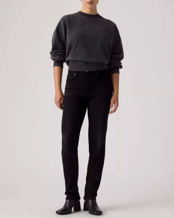 Levi s Jeans 722 High Rise Slim neri in denim stretch di cotone e lyocell