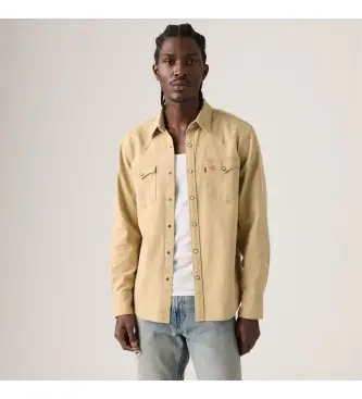 Levi s Levi per uomo 85744-0128 Camicia Barstow Western beige, Casual, Cotone, Manica lunga Marrone