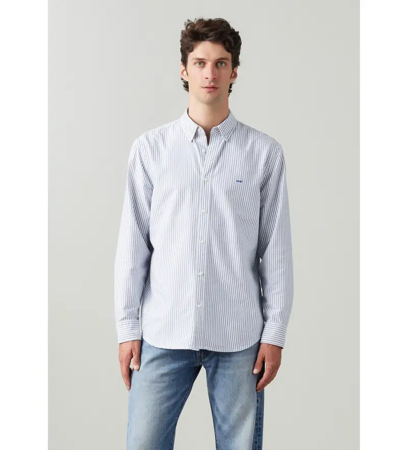 Levi s Levi per uomo A7210-0023 Autentica camicia blu con bottoni, Casual, Cotone, Manica lunga
