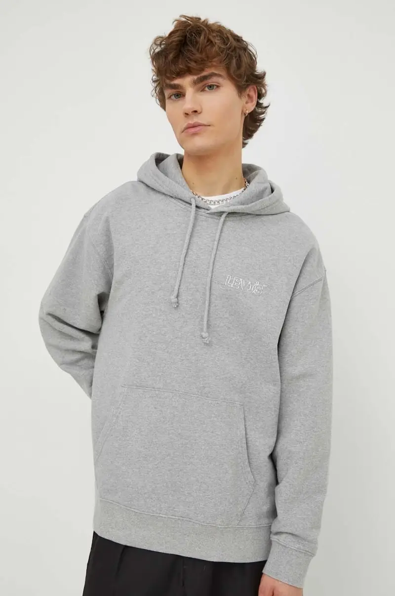 Levis Levi's felpa in cotone uomo colore grigio con cappuccio