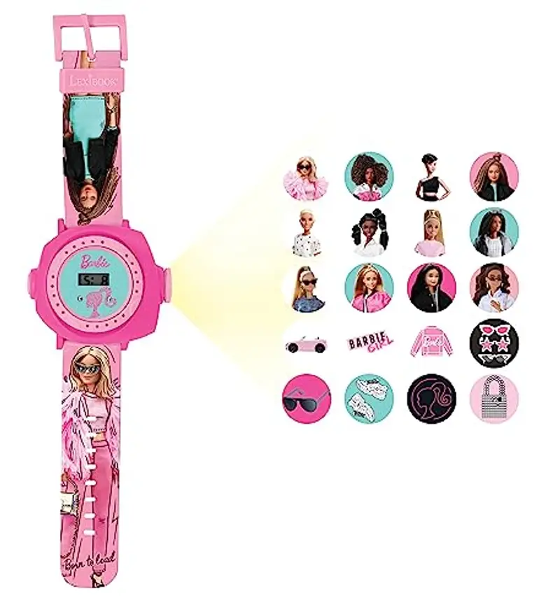 Lexibook Barbie Schermo digitale per orologio a proiezione regolabile - 20 immagini Barbie - per Bambini - DMW050BB