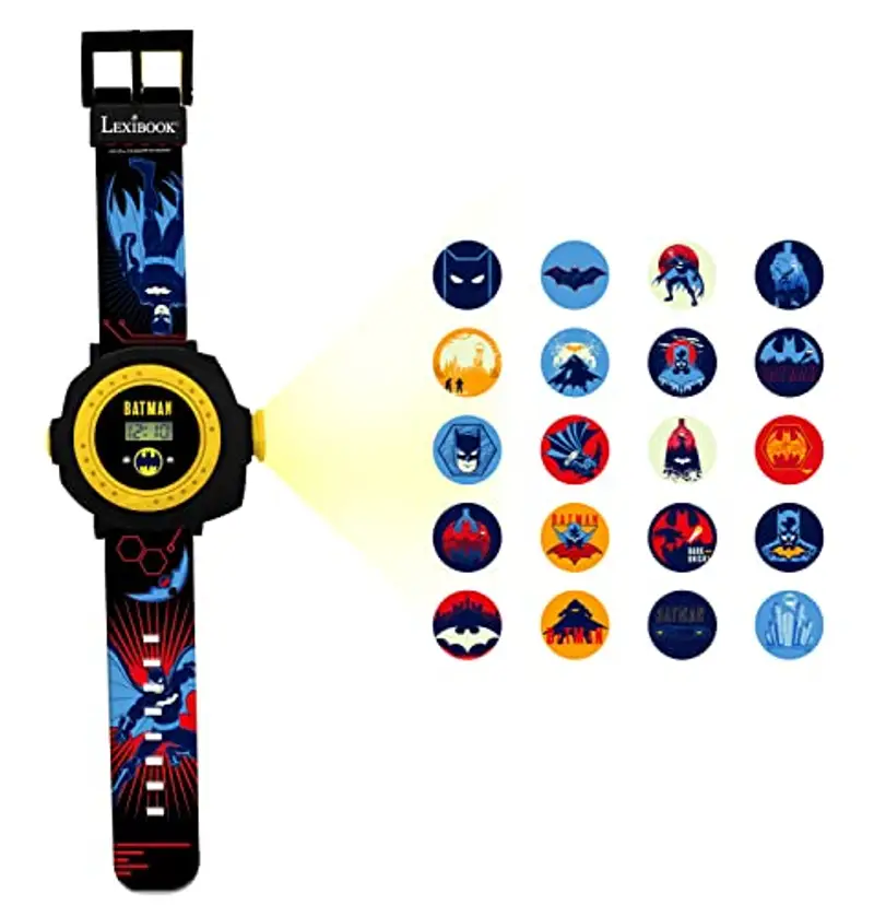 Lexibook Schermo digitale per orologio a proiezione regolabile - 20 immagini Batman - per Bambini - Negro y Blu - DMW050BAT