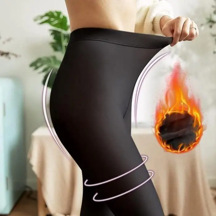 Collant Caldo Donna Inverno Estensibili Traslucido Spesso Pile Opaco Leggings Vita Alta Termico [200g,Nero Unito Mezzo Piede]