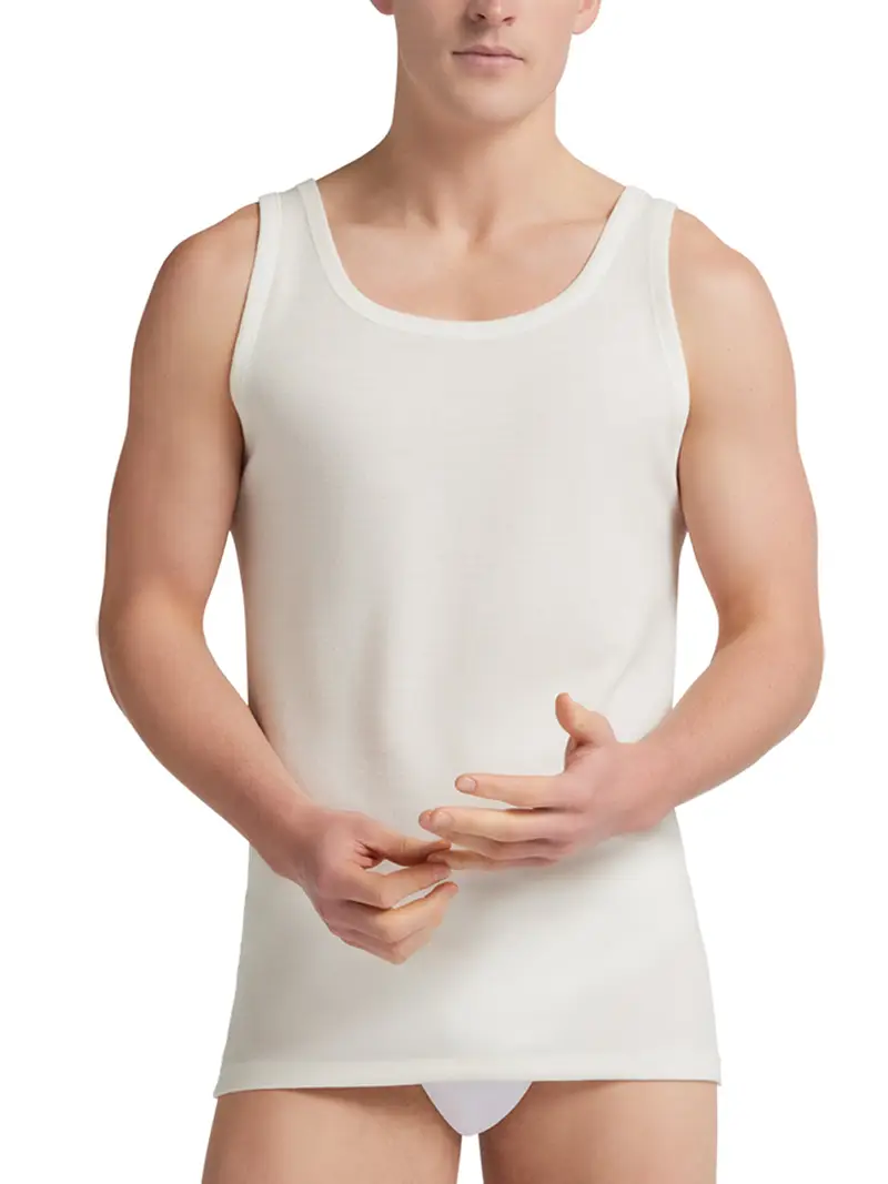 Liabel Canotta spalla larga uomo, esterno lana (65%) - interno cotone 100% - BIANCO 111 / 3