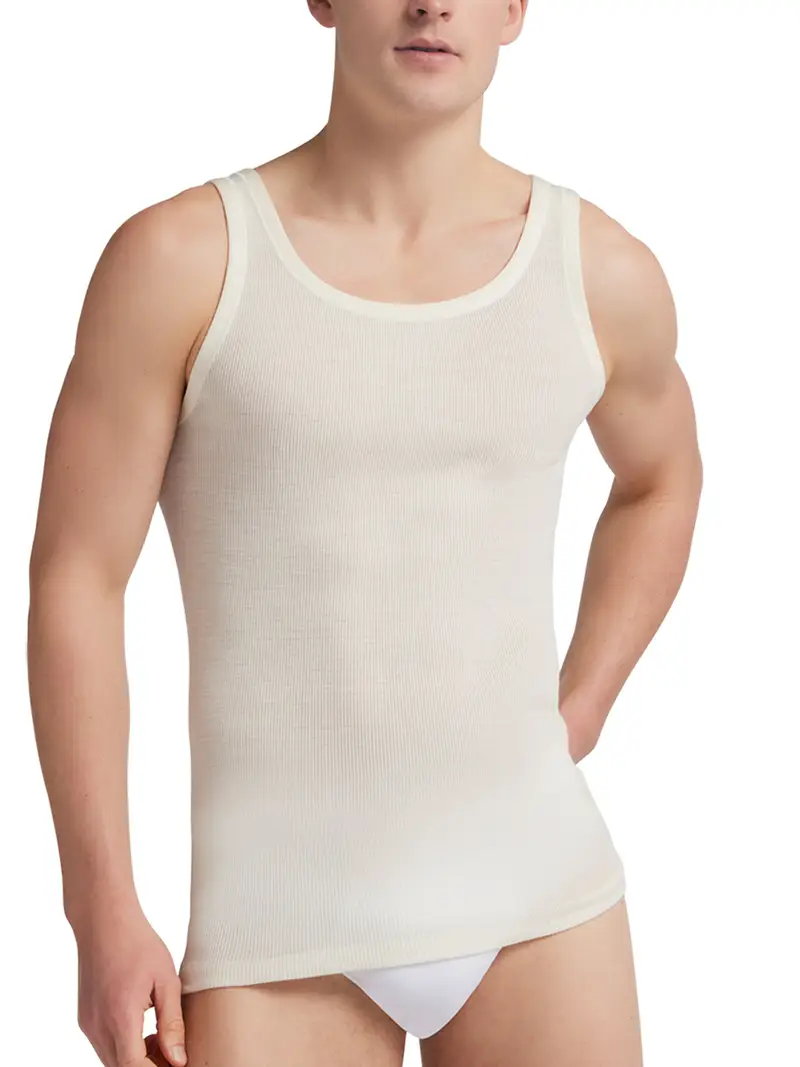 Liabel Canotta spalla larga uomo, misto lana 50% - BIANCO 73 / 4