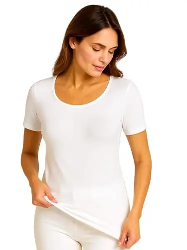 o-day Liabel Maglia Caldo Cotone Donna (Confezione da 2) - Maglie Donna Invernali Manica Lunga o Corta Sottogiacca Bianco o