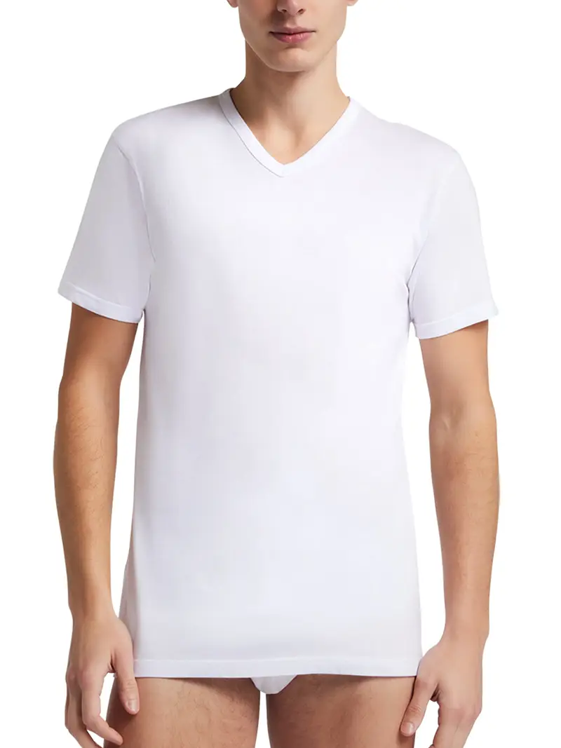 Liabel Pack 3 T-Shirts scollo V manica corta uomo, cotone - BIANCO 1381 / 3