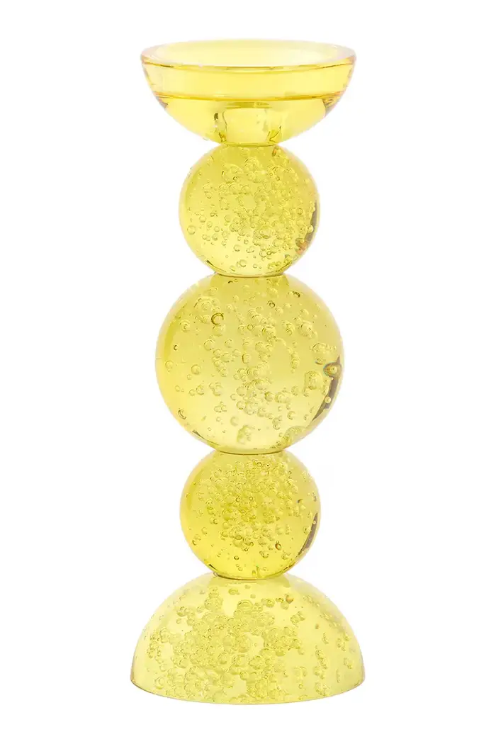 Light & Living Portacandele decorativo in vetro colorato 10 x 26,5 cm Giallo