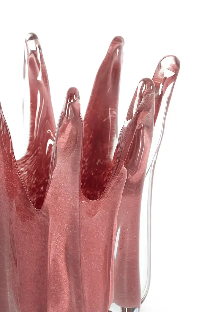 Light & Living portacandele decorativo in vetro colorato 18 x 19 cm Rosso miniatura 2