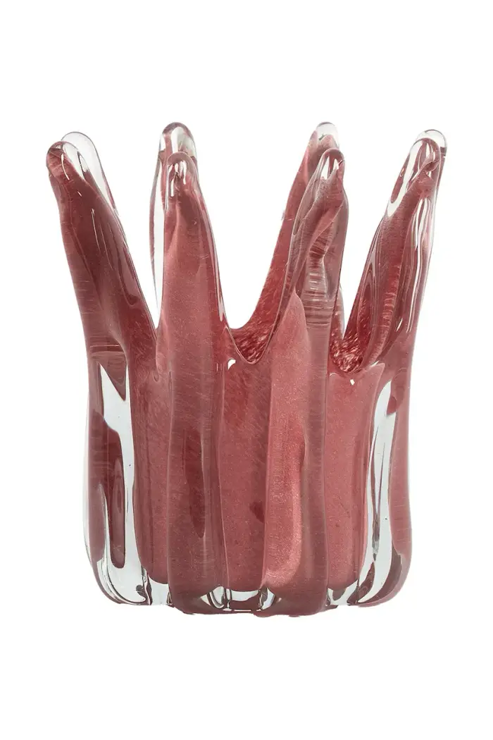 Light & Living portacandele decorativo in vetro colorato 18 x 19 cm Rosso