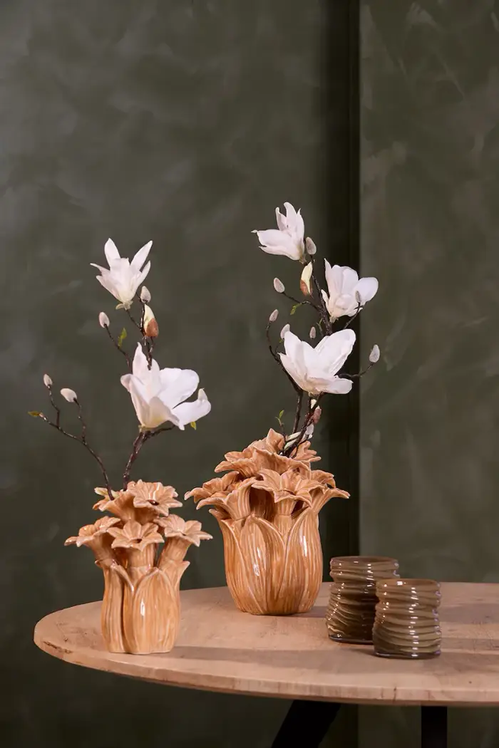 Light & Living vaso decorativo in ceramica smaltata 21,5 x 23,5 cm Arancione miniatura 4