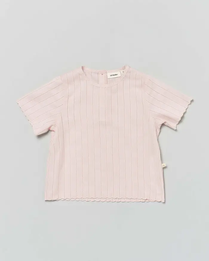 T-shirt rosa cipria Lil Atelier in puro cotone devore