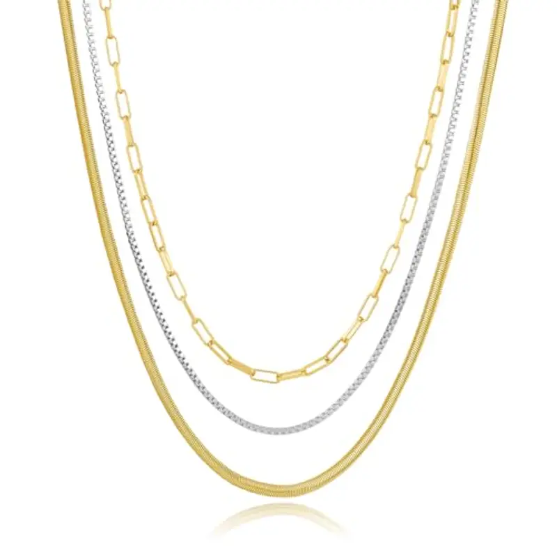 LILIE&WHITE Collana Multistrato Oro e Argento per Donna, Elegante Catena Ipoallergenica, Accessori Alla Moda con Design