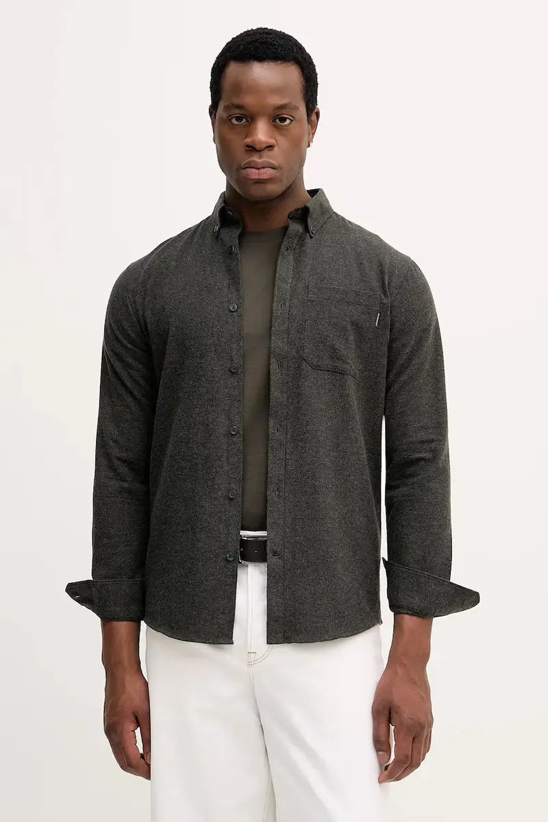 lindbergh camicia in cotone uomo colore verde 30.225050