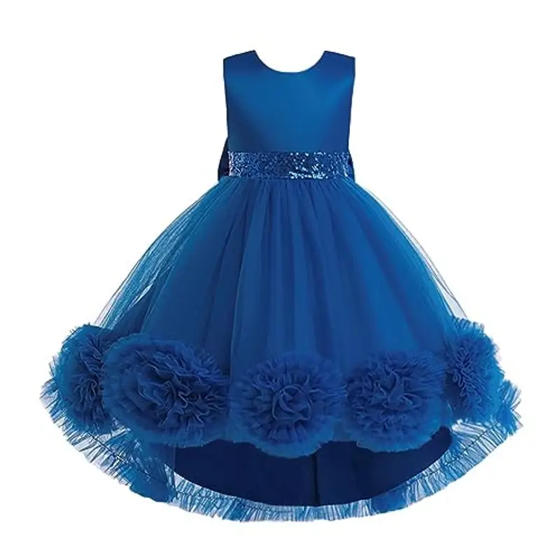 Lito Angels Vestito Damigella Abito da Festa Cerimonia Elegante per Bambina Taglia 6-7 Anni, Blu Reale (Etichetta in Tessuto 130)