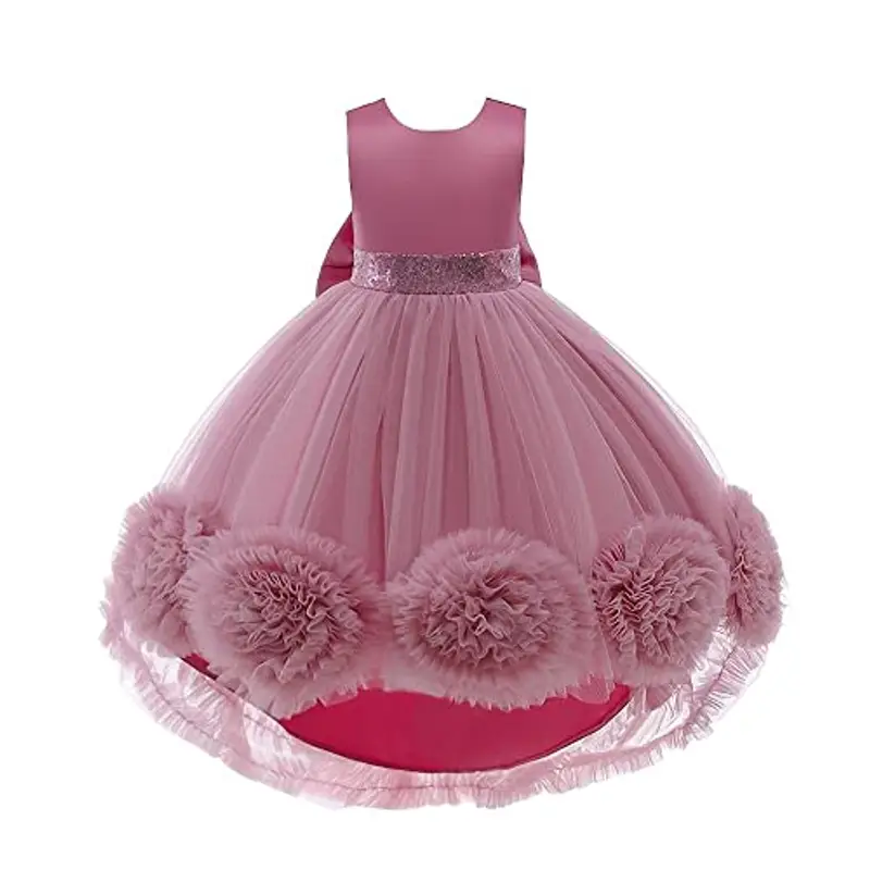 Lito Angels Vestito Damigella Abito da Festa Cerimonia Elegante per Bambina Taglia 6-7 Anni, Rosa Polverosa (Etichetta in Tessuto 130)