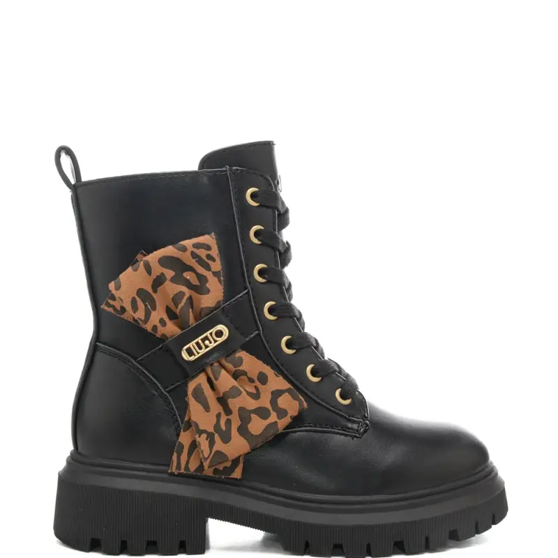 Liu Jo anfibi da bambina con inserto fiocco animalier applicato sulla parte esterna neri