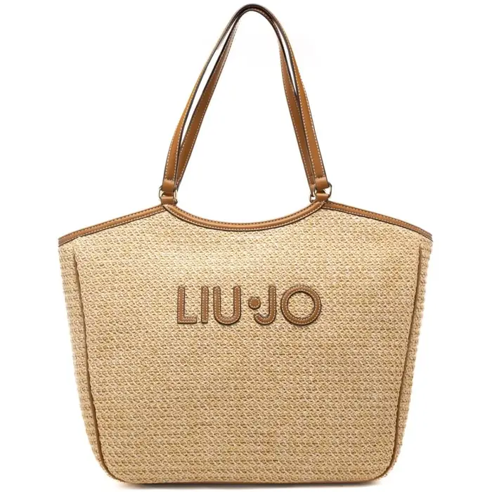 borsa tote da donna in tessuto intrecciato naturale