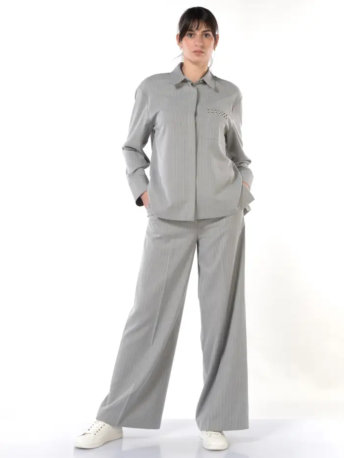 camicia da donna Liu Jo in gessato con taschino Grigio