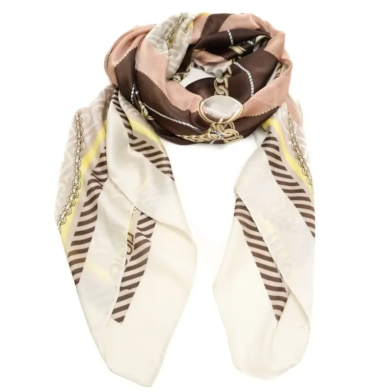 Liu Jo foulard da donna con stampa a fantasia con gioielli e catene naturale