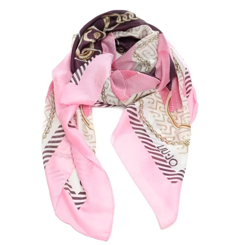 Liu Jo foulard da donna con stampa a fantasia con gioielli e catene rosa