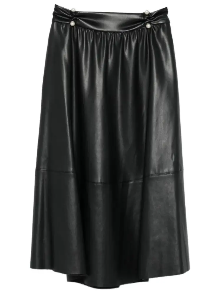 gonna ampia nera effetto pelle