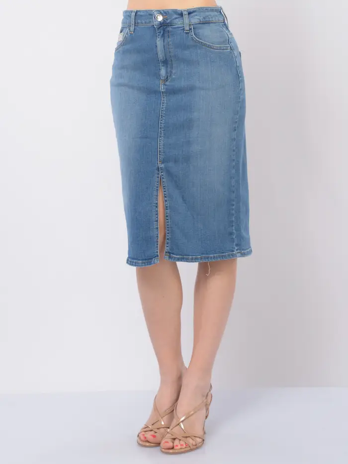 LIU JO gonna corta da donna in denim a tubino Blu