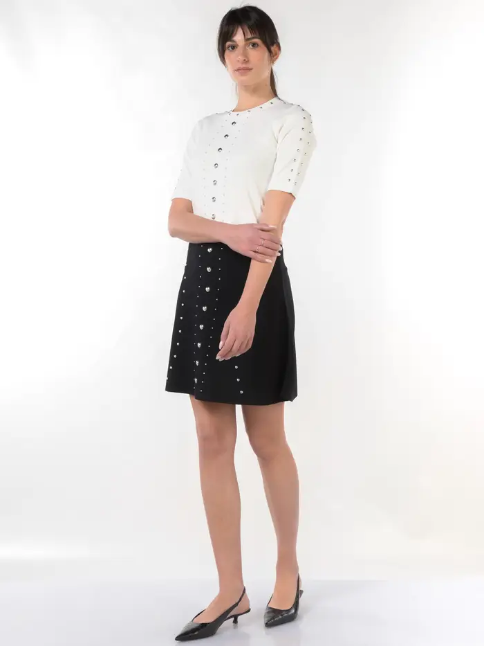 maglia da donna Liu Jo a manica corta con borchie Bianco