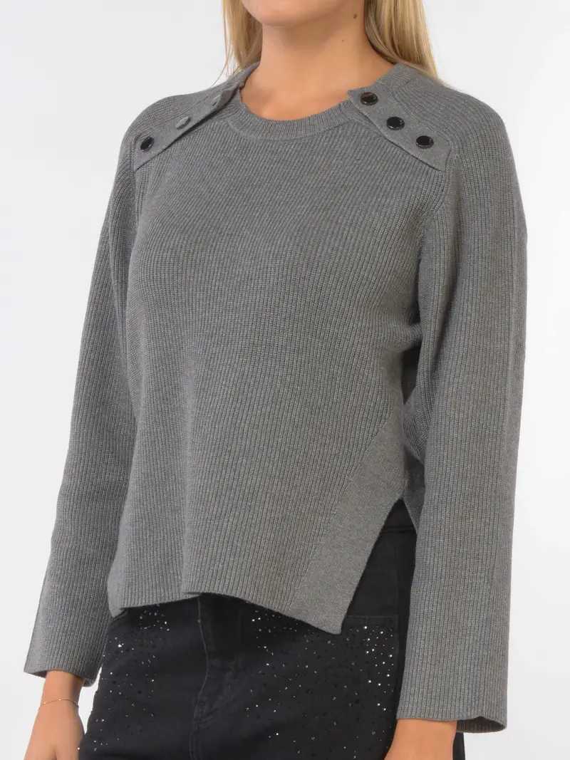 LIU JO maglia da donna con spacchi e bottoni Grigio