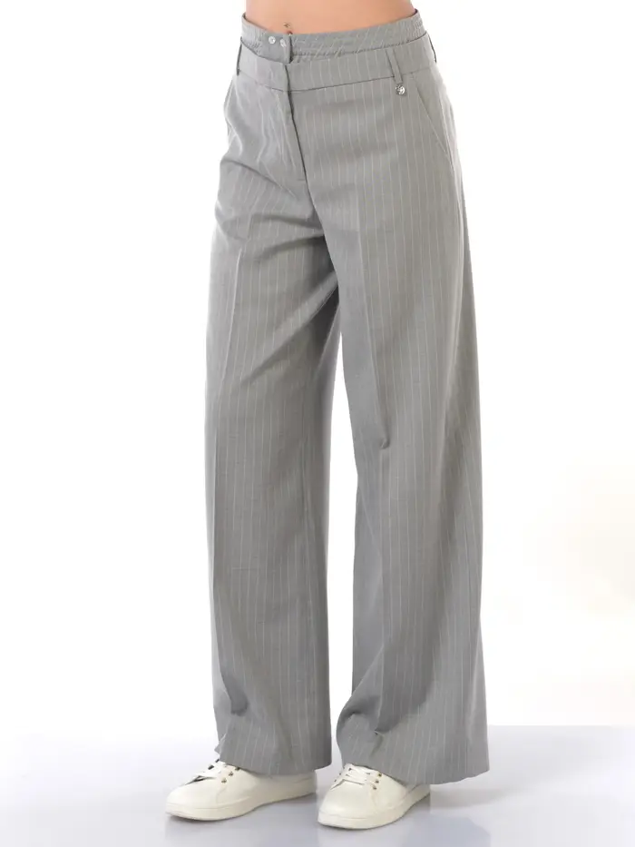 pantalone da donna Liu Jo a palazzo in gessato Grigio