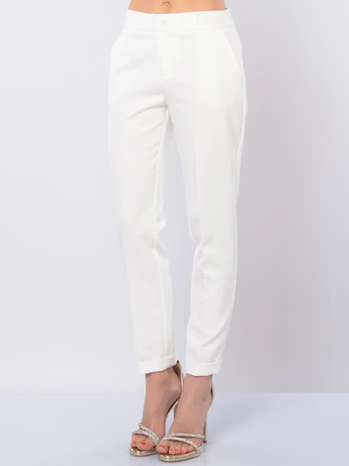 LIU JO pantalone da donna chino con balza BEIGE