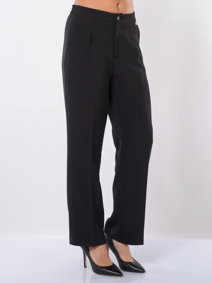 LIU JO pantalone da donna con elastico e pinces NERO