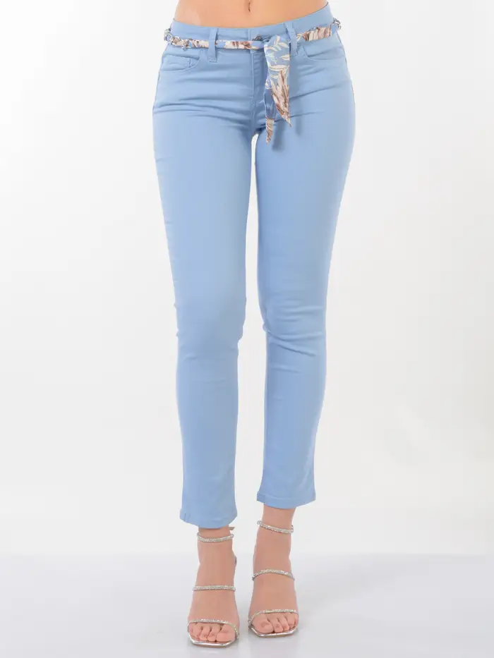 pantalone da donna Liu Jo Ideal con cintura foulard TURCHESE