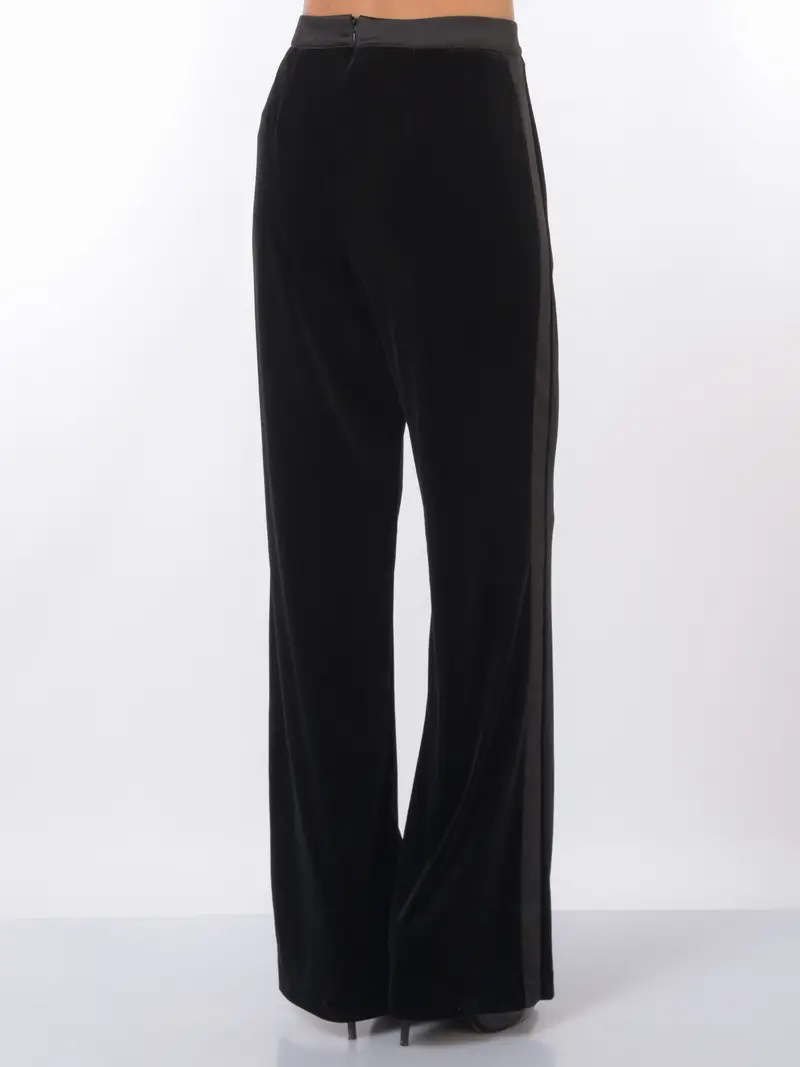 LIU JO pantalone da donna in velluto con bande NERO