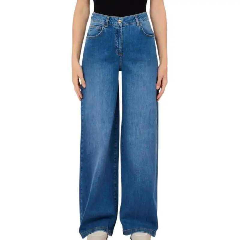 Liu Jo pantaloni da donna in denim a cinque tasche con logo sul retro blu chiaro