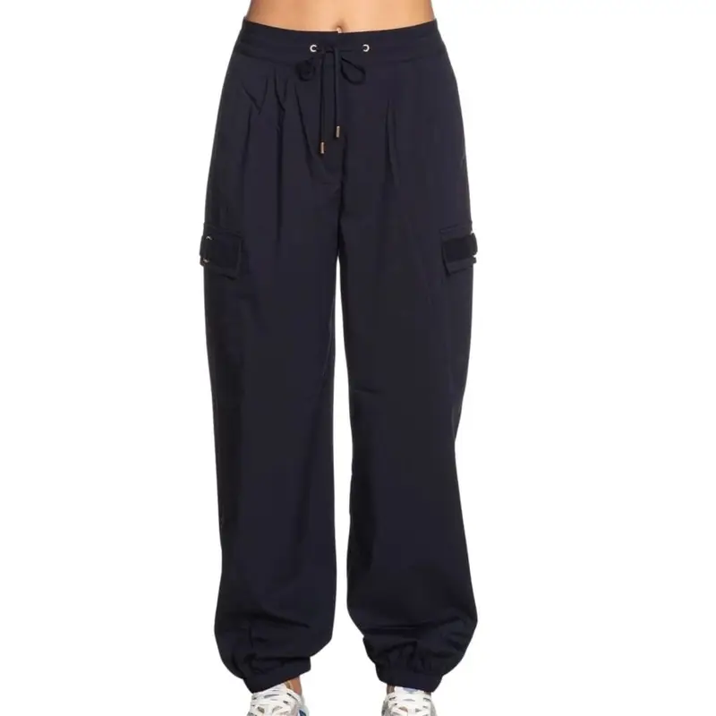 Liu Jo pantaloni lunghi da donna cargo con polsini elasticizzati blu notte